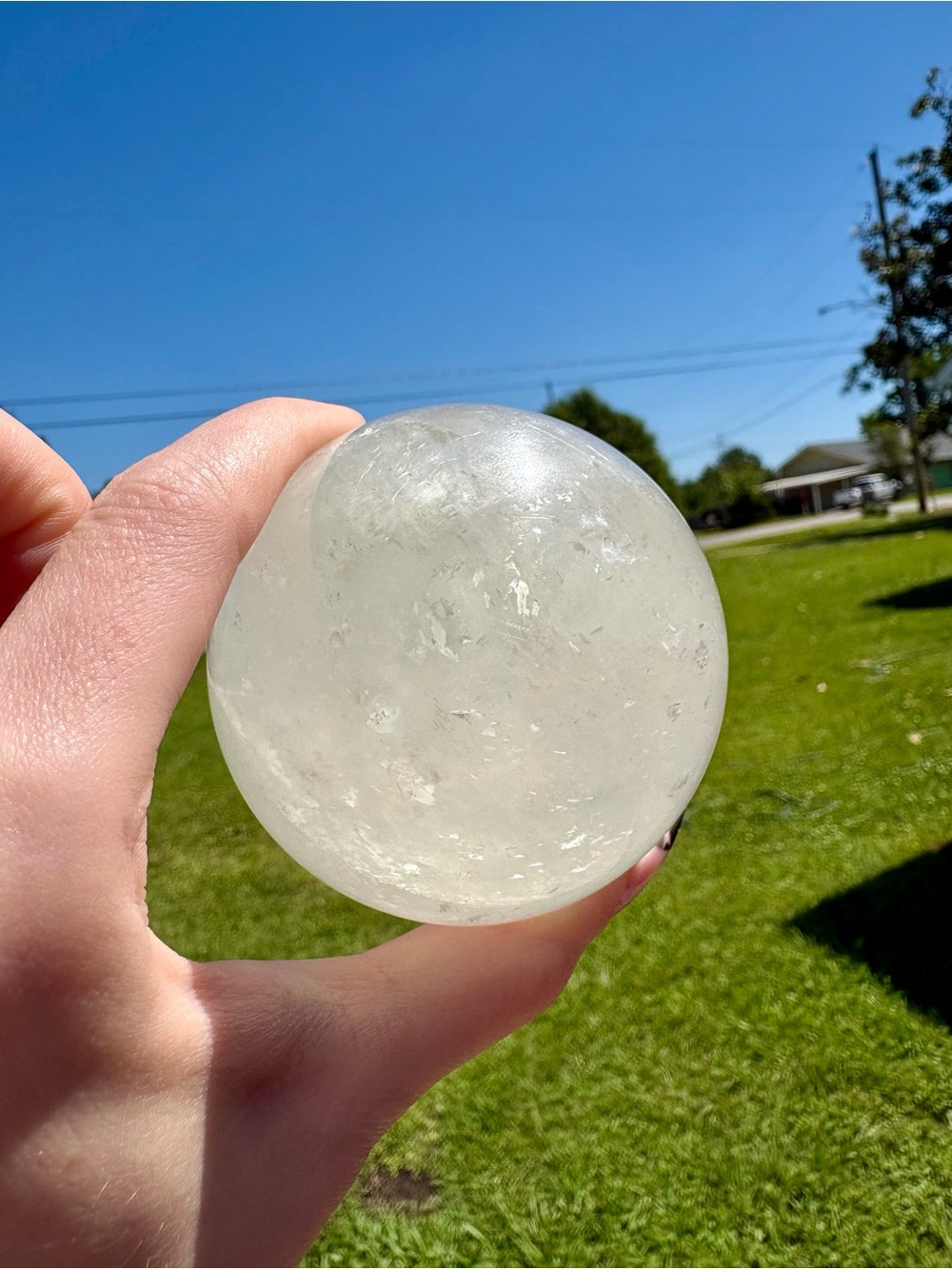 Clear Crystal Sphere - Translucent White Healing Ball